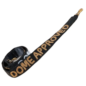 Sangle en toile noire approuvée par la Dôme avec texte doré, accessoire de poignée d'épaule tendance - Product Image 1