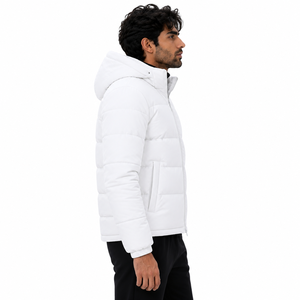 Blouson matelassé à capuche entièrement zippé pour homme, manches longues, poignets élastiques, léger et isolé, idéal pour l'extérieur et les loisirs, vente en gros - Product Image 2