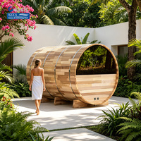 Sauna extérieur intelligent compatible avec application, homologué ETL, pour villa de luxe au Moyen-Orient, en cèdre rouge multi-pièces assemblé, type « Desert Pod »