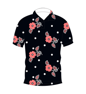 Polo à manches courtes pour homme, imprimé floral noir rubis, décontracté, été, botanique, golf, plage, vacances, tenue de resort, vêtement de mode - Product Image 1