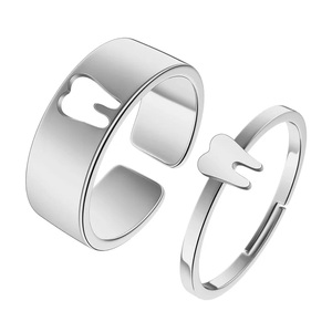 Anillos Geométricos Dorados para Pareja, Acero Inoxidable, Chapado en Oro, Joyería Elegante a la Moda, Anillos Combinables para Enamorados, Regalo Romántico - Product Image 2