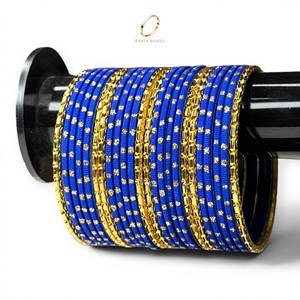 Pulseras Elegantes de Acero Inoxidable con Cristales y Baño de Oro Azul para Niñas, Joyería India para Fiestas y Bodas, Gran Venta - Product Image 1