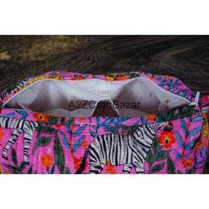 Pochette cosmétique indienne artisanale en coton biologique matelassé, durable, grande, avec fermeture éclair, motif imprimé multicolore - Product Image 5