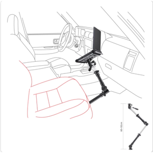 Laptop Holder <b>Stand</b> <b>For</b> Car Aluminum No-drill Seat Rail 3 Way Tripod Head Quick Release 360 Rotation - Product Image 4