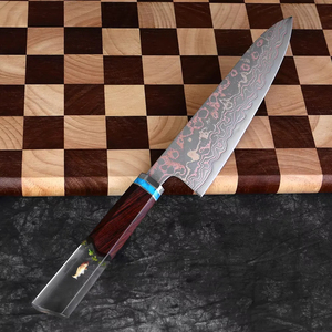 Cuchillo de Chef Japonés de 8 Pulgadas, Acero de Damasco con 33 Capas de Cobre, Cuchillo de Cocina Profesional, Hoja Afilada para Rebanar y Picar - Product Image 4