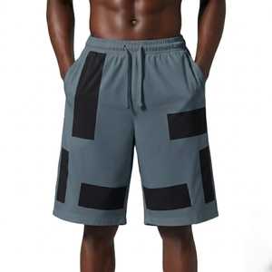 <b>Men</b> Summer Casual Sports <b>Shorts</b> <b>Patch</b> Design Breathable Lightweight Gym Workout Running Training Elastic Waist Drawstring Loose - Product Image 1