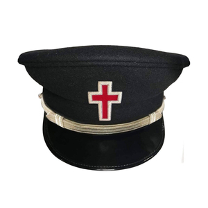 Knight Templar Fatigue Cap Christian Cross Black Cotton Religious Church Headwear Custom Embroidered Templar Cap - Product Image 1