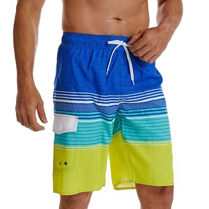 Shorts de bain rayés pour hommes, séchage rapide, avec cordon de serrage, bermudas dégradés, tenue décontractée de plage - Product Image 3