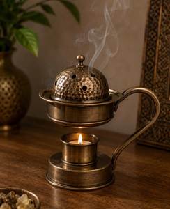 Handcrafted Brass Bakhoor Burner Mabkhara Metal Arabic <b>Oud</b> <b>Incense</b> Censer Luxury Home Fragrance Holder for Ramadan Eid Wedding - Product Image 5