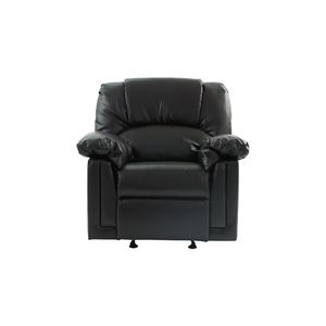 Poltrona Reclinabile in Ecopelle Nera con Meccanismo di Movimento, Divano a Dondolo per Soggiorno - Product Image 2
