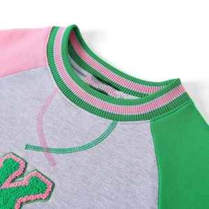 Sudadera de cuello redondo bordada con bloques de color, manga raglán, bolsillo extragrande, jersey unisex informal de invierno de punto - Product Image 4