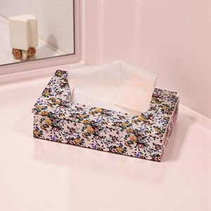 Modern Floral Printed Wooden Square Tissue Holder Handmade Decorative Storage Box for Home Kitchen Tabletop - Product Image 2