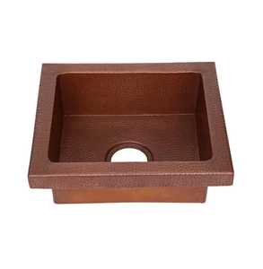 Évier rectangulaire en cuivre martelé à encastrer, vasque de salle de bain minimaliste en bronze, bol artistique sous plan pour cuisine, bar ou préparation culinaire - Product Image 1