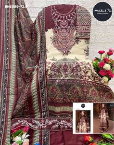 Colección Premium de Salwar-Suit y Dupatta de Algodón para Uso Casual con Estampado y Bordado, Semi-Confeccionado, Proveedor Indio - Product Image 5