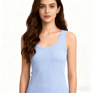 Camiseta sin Mangas para Mujer, Blusa Acanalada de Color Sólido, Informal, Juvenil, Moderna, Básica, Transpirable, de Algodón Tejido, para Verano - Product Image 3