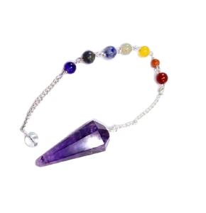Pendules à cône d'améthyste de qualité supérieure pendule en cristal pendule en améthyste avec chaîne à 7 chakras pour la guérison et la spiritualité - Product Image 3