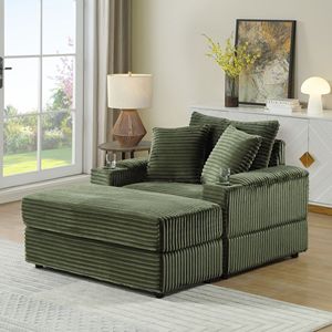 Divano Profondo e Confortevole con 2 Cuscini Decorativi e Pouf per Soggiorno - Product Image 3