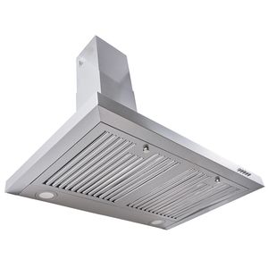 Cappa aspirante elettrica a parete senza condotto, stile camino, per cucina, in acciaio inossidabile, con filtro permanente, 3 velocità, ventola di scarico - Product Image 1