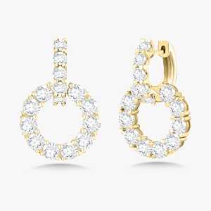 Lab Grown <b>Diamond</b> Statement Hoop <b>Earrings</b> Wholesale 14k Solid Gold Round Cut Huggie Latch Clasp Drop Unique <b>Dangles</b> Manufacturer - Product Image 1