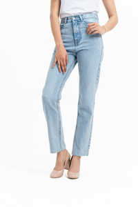 Jeans ajustados para mujer, cintura alta, pierna recta, pantalones vaqueros azul claro elegantes, servicios OEM con logotipo personalizado - Product Image 4