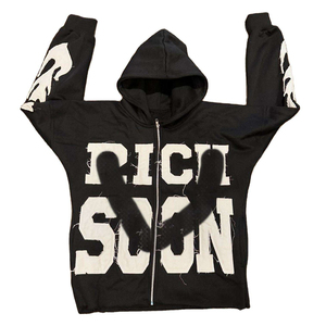 เสื้อฮู้ดดี้ปักลายคุณภาพสูงแบบ OEM ซิปหน้า ปักโลโก้ตามสั่ง เนื้อผ้าหนา 100% คอตตอนหวีอย่างดี สไตล์ลำลองสำหรับผู้ชาย เสื้อฮู้ดดี้แนวสตรีทแวร์ - Product Image 1