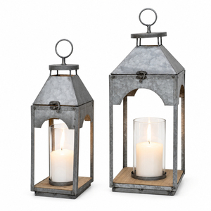 Custom Luxury Galvanized Metal <b>Lantern</b> Vintage Iron Tabletop <b>Hurricane</b> Light Rustic Modern Farmhouse Decor Outdoor - Product Image 5
