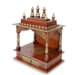 Temple traditionnel indien fait main de haute qualité en bois de Sheesham, à fixer au mur, pour la prière, la Pooja, le Mandir, Diwali, mariage - Product Image 3