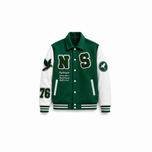 แจ็คเก็ต Letterman แบบ OEM ขายส่ง แจ็คเก็ต Varsity ปักลาย Chenille แจ็คเก็ต Varsity ปักลายปักโลโก้ตามสั่ง ตัวเสื้อทำจากผ้าขนสัตว์ แขนเสื้อทำจากหนัง - Product Image 2