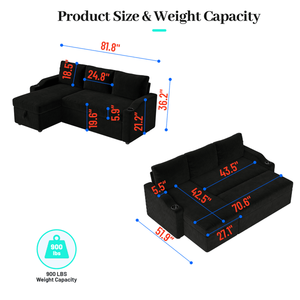 Modern Convertible Corduroy L-Shaped Sectional <b>Sofa</b> <b>Bed</b> with <b>Storage</b> Cup Holder Armrest for Living Room - Product Image 4