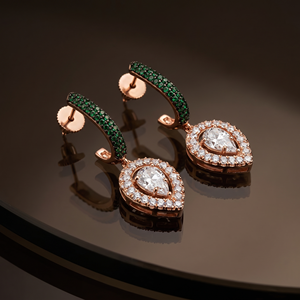 Conjunto de Collar Gargantilla y Pendientes Clásicos Verdes para Mujer, Joyería Chapada en Oro con Piedras en Forma de Gota de Agua, para Bodas y Fiestas - Product Image 5