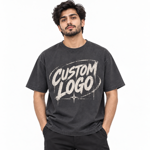 T-shirt Homme Oversize en Coton Col Rond Manches Courtes Imprimé Lettres Style Décontracté Streetwear Logo Avant Vente en Gros 100% Coton Haute Qualité - Product Image 2