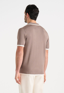 Polo de Punto de Manga Corta para Hombre, Color Beige Sólido, Estilo Casual, Tejido de Algodón Transpirable, Corte Regular - Product Image 2