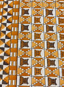 Couvre-lit en tissu de coton à motif géométrique tissé, marron jaune abstrait, textile de maison - Product Image 3