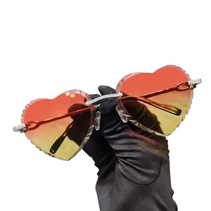 Pendientes de Diamantes Moissanite VVS con Forma de Corazón, Lentes de Dos Tonos Naranja y Amarillo, Antireflejos, Estilo Hip Hop, Artesanía de Primera Calidad - Product Image 1