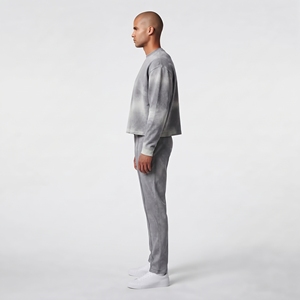 Men’s <b>Grey</b> <b>Acid</b> <b>Wash</b> Sweatshirt & Jogger Set Oversized Crewneck Casual <b>Tracksuit</b> Set - Product Image 2