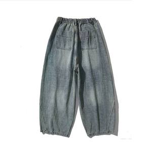 Pantalon cargo baggy en jean pour homme, coupe taille élastique, respirant, séchage rapide, imprimé/uni, confortable pour l'été – Vente en gros - Product Image 4