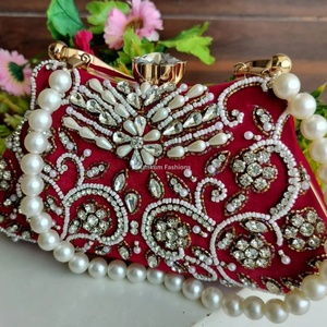 Handmade Ethnic New Arrival Women's Evening <b>Clutch</b> Fashionable Cotton Lining Embroidery Indian Wedding Lady Print Diamond Medium - Product Image 1