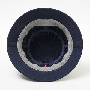 Unisex <b>Navy</b> Bucket <b>Hat</b> With Red White Stripe Mesh Fabric Casual Spring Summer Adult Wear - Product Image 4