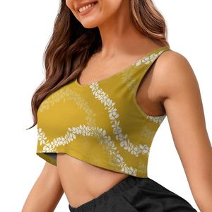 Débardeur court imprimé Hawaï Puakenikeni pour femme, personnalisable, sans manches, sexy, épaules dénudées - Product Image 2