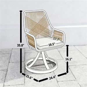 Ensemble de deux chaises de salle à manger pivotantes couleur kaki, chaises de cour uniquement - Product Image 6