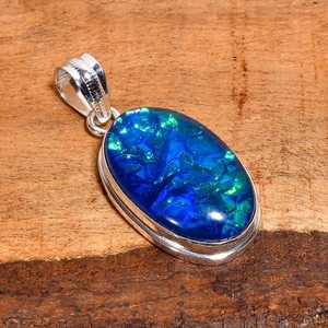 Colgante de ópalo triple australiano, joyería bohemia hecha a mano en plata de ley 925, regalo para mujer - Product Image 5