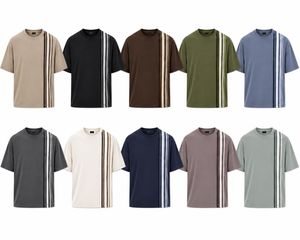 T-shirt en tricot à col rond et manches courtes pour homme, logo sur le devant, coupe classique, style décontracté, couleur bleue, respectueux de l'environnement - Product Image 6