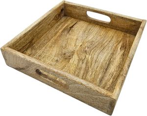 Plateau de service en bois rectangulaire, design minimaliste, fait main, en bois massif, pour la présentation de plats lors de fêtes - Product Image 5