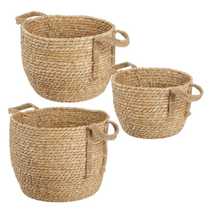 Panier en jonc de mer tressé à la main, écologique, bac de rangement naturel pour le linge et les jouets - Product Image 1