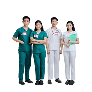 เสื้อสครับแพทย์สำหรับผู้หญิงชุดยูนิฟอร์มพยาบาลสีขาวเสื้อผ้าโรงพยาบาลแบบนุ่ม/ยืดได้เครื่องแบบ Fmf สำหรับผู้ชาย/ผู้หญิง - Product Image 1