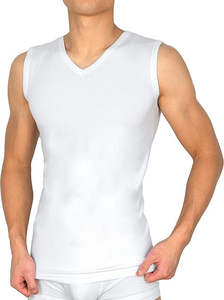 Camiseta sin mangas para hombre, blanca, de punto, transpirable, de poliéster y algodón, para gimnasio, chaleco deportivo, ropa interior moldeadora, ajuste muscular - Product Image 5