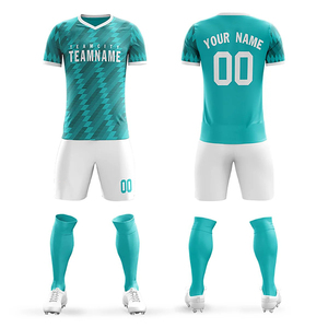 Conjunto de Camiseta de Fútbol Personalizada para Hombre, Manga Corta, Azul y Blanco a Rayas, Absorbe la Humedad, Ajuste Atlético, Impresión de Nombre y Número del Equipo - Product Image 4