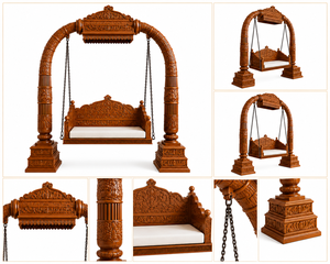Exclusive Elephant Trunk Pillar Wooden <b>Swing</b> for Living Room Classic Wood Indoor <b>Swing</b> With Hand Carved <b>Frame</b> And Chains USA - Product Image 6