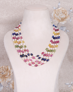 Collier de perles en saphir multicolore naturel et en pierres précieuses - Product Image 2