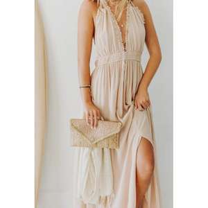 เดรสยาวคลุมเข่า ผ้าฝ้าย 100% ทรงลำลอง คอวี แขนกุด เอวยางยืด สีดำ แต่งระบาย ซักได้ ทรงปกติ - Product Image 6